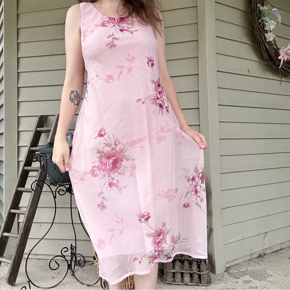Vintage 90s Floral Dress Size 12P - Picture 2 of 7